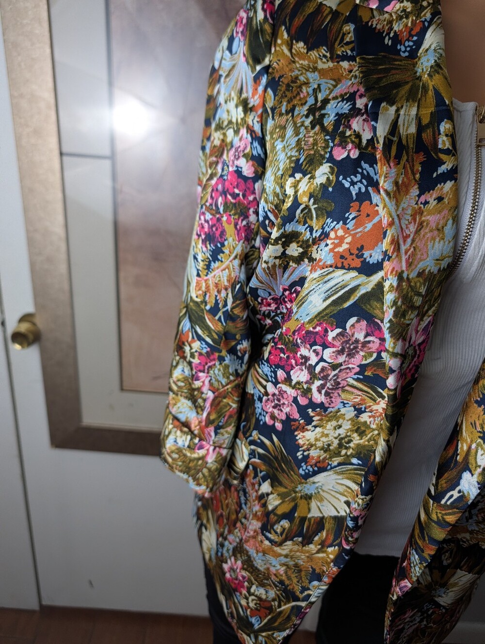 ZARA Floral Print Tropical Botanical Open Blazer Size S - Picture 3 of 9